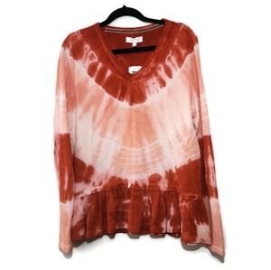 New Directions Ruffle Tie Dye Top Size Large